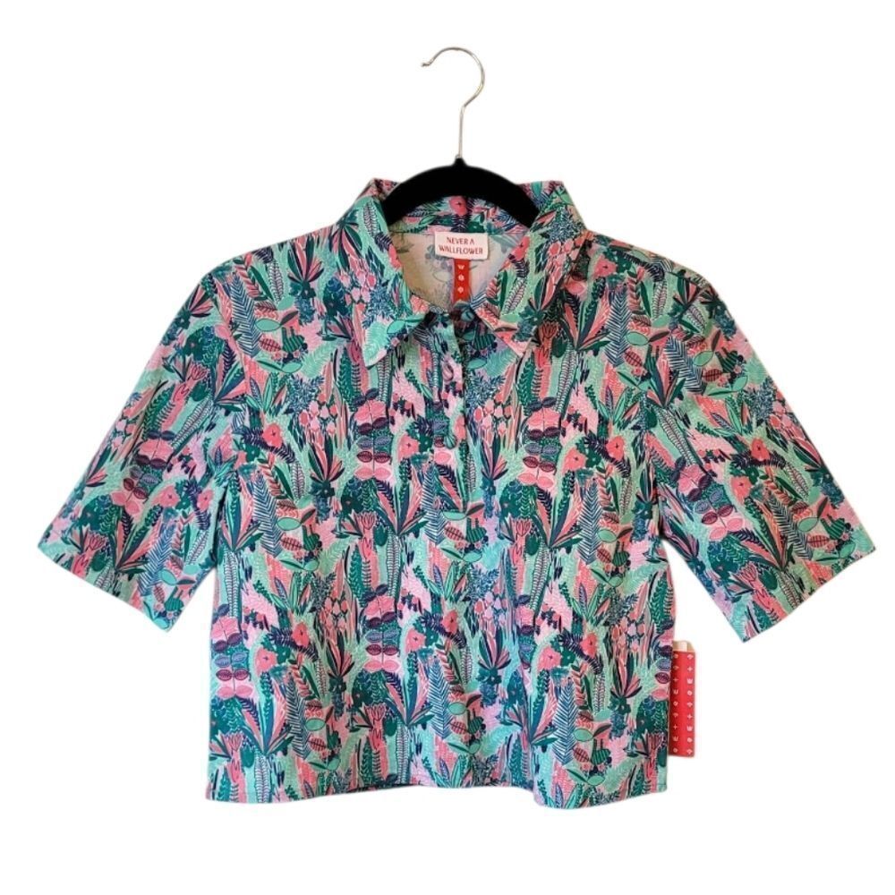 Never A Wallflower Women's Floral Pom Crop Top In April Flowers Size Xs Nwt